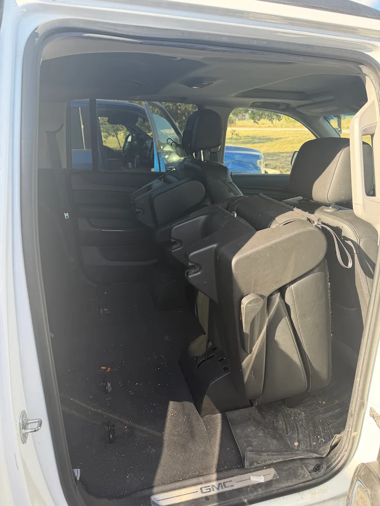 GMC Yukon rear interior before detailing